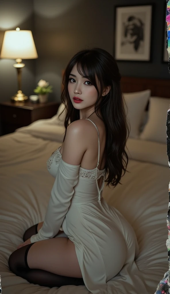 Wearing sexy pajamas, Graceful figure, flirtatious, study room, sofa, Random charming movements, Facing the camera, full of imagination, First Love