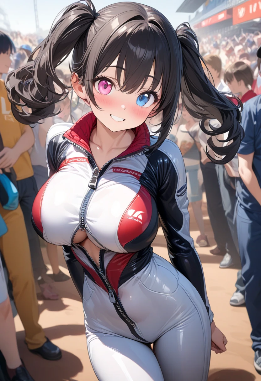 1womanl,Black hair,ar old Impatient expression)),Beautiful breasts,(((Sexy magical girl white and blue high-leg bodysuit)))(())(((Blushing cheeks、Surprised look)),((())),((( portlate))),Blue eyes,(((Bangs are aligned)))()Street,Crowds(magical girl hair ornament)