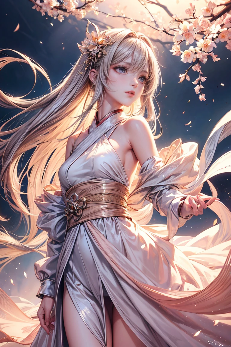 Ultra-delicate, Clear focus, (high resolution), Deformed depth of field blurred background, Detailed background, Perfect layer cutting, Atmospheric distance sense, artistic, (full-body shot/Cowboy shooting), 8K, wallpaper, Micro light, complicated, familiar, black magician, particle, constellation, Stardust, universe, ((flower)), comfortable peace, peaceful, Japan, Himiko, kimono, With crystal, Fortune Telling, time and space,
