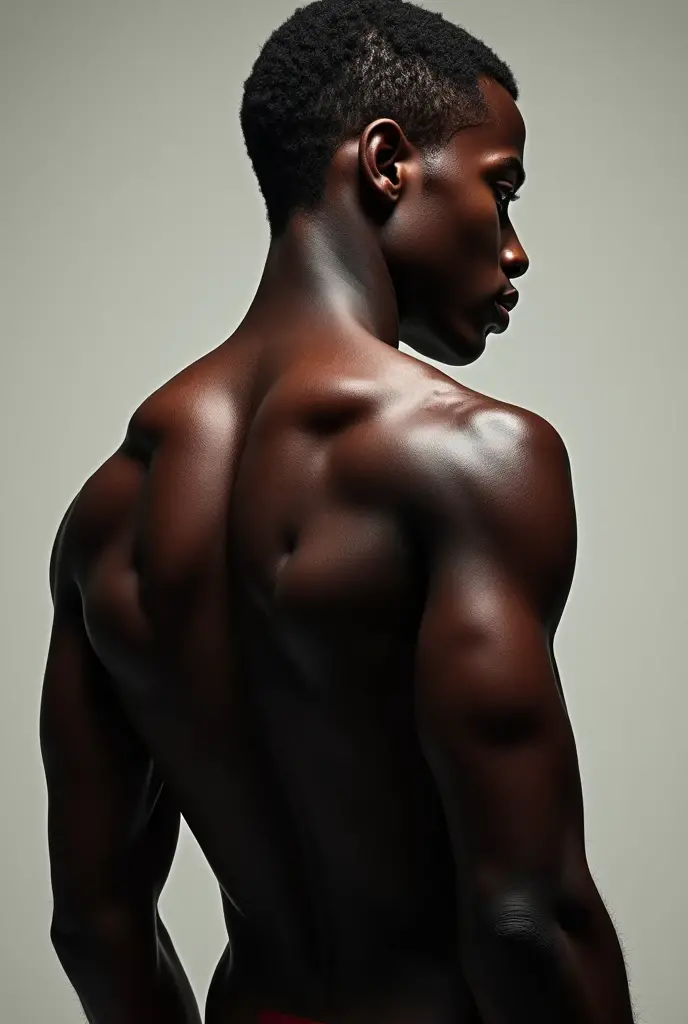 Seventeen year old black boy nude with his dick showing full body.