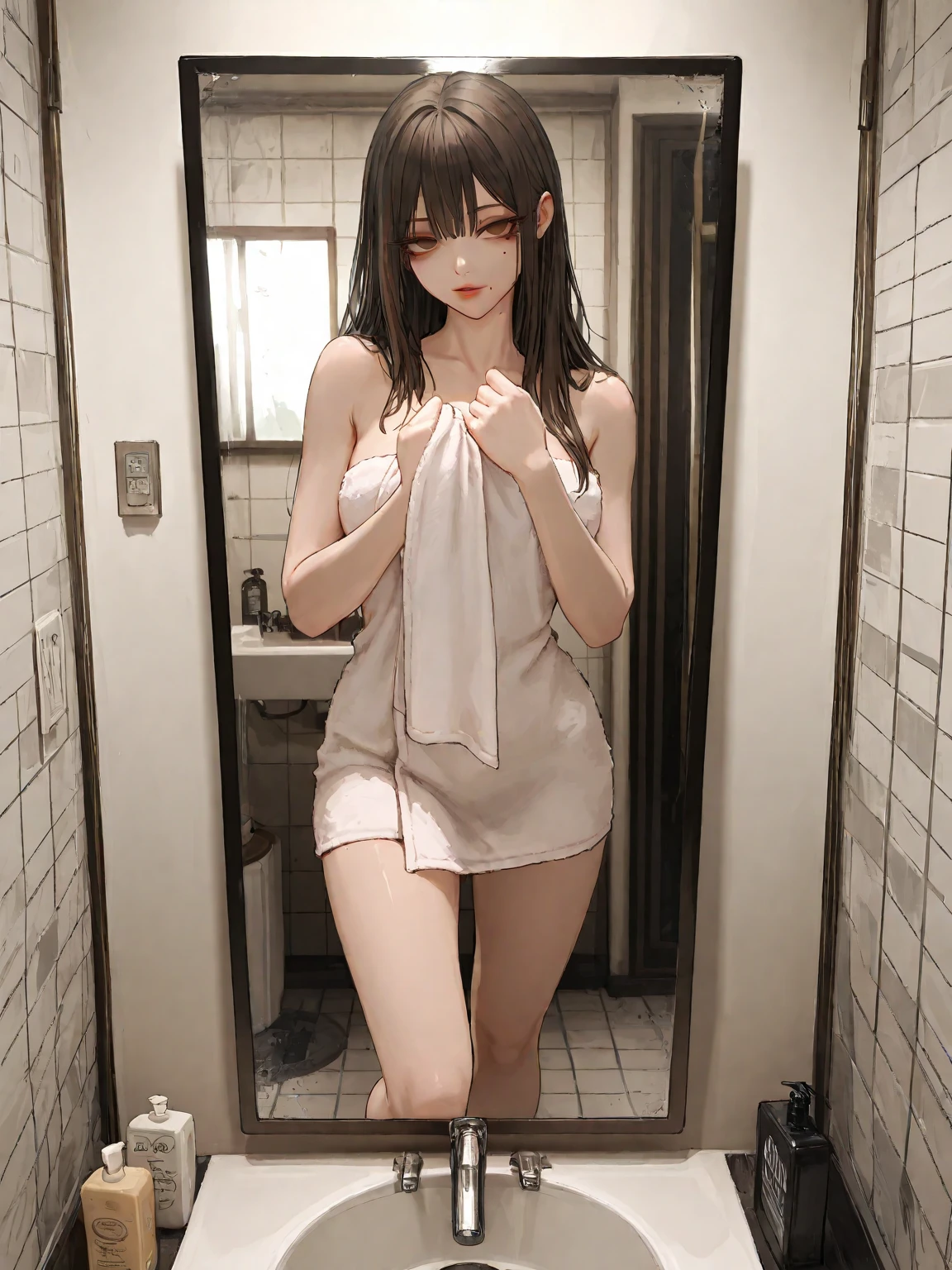 mikanyuuki、mikan yuuki、(brown eyes:1.7)、brown hair、hair ornaments、ヘアScrunchie、long hair、ピンクScrunchie、Scrunchie、(small breasts:1.2)、 BREAK Naked in apron、Too much exposure、 BREAK SEE VIEWER、 smile、 BREAK(masterpiece:1.2)、highest quality、High resolution、unified 8k wallpaper、(An illustration:0.8)、(beautiful detailed eyes:1.6)、highly detailed face、perfect lighting、Highly detailed CG、(perfect hands、perfect anatomy)、