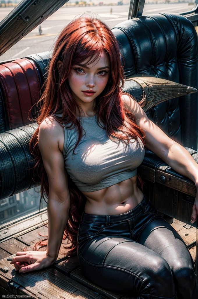 Mary Jane Watson, sexy girl, marvel multiverse comics,small, half naked,sport costume, dressed with transparent shirt, YOUNG, skynny body, small and beautiful buttocks, toned abdomen, small and beautiful breasts, ella esta sentada en el sillon de su casa, pose sexy y obscena, tierna, obscene, sensual, Dramatic background, sensual look, beautiful blue eyes, classic hairstyle,Hair dyed in bright red color, best quality,4k,8k,A high resolution,masterpiece,ultra detailed,Realistic, Photorealistic,photo realistic