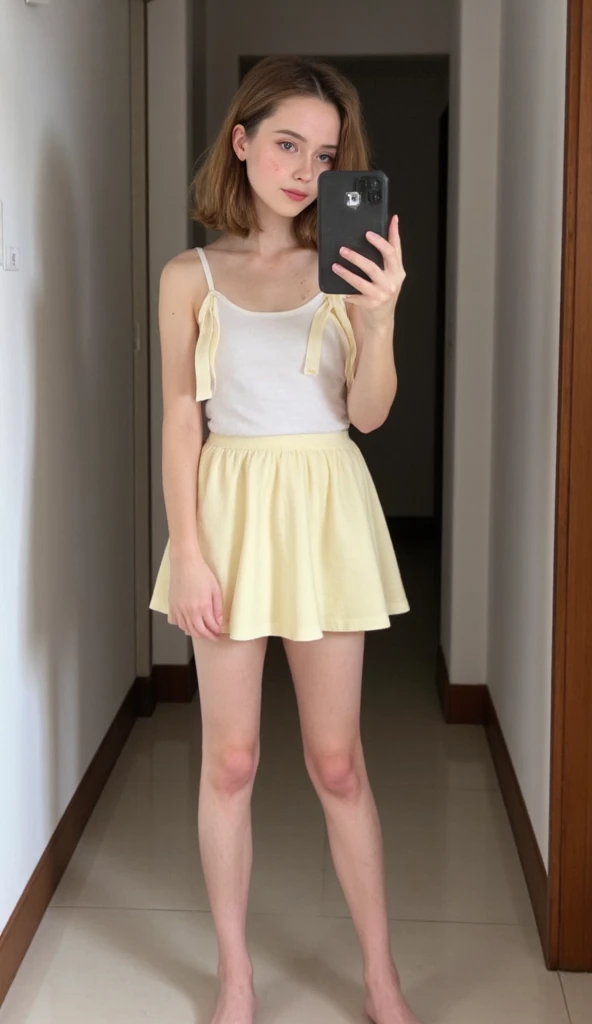 1girl, idol, close-up,photo, film, depth of field, model, looking at viewer,realistic,(NSFW),1 girl,cute,(((ta))),((((smallish body)))),(((very short))),blonde hair,panties,skirt,(((lift skirt higher))),no sleevs,(((smallish body))),((visible panties)),(((little))),smile,cute face,(((short body))),chibi,(((visible underarms))),(((no bra))),big head,bare ribs,low neck T shirt,lower abdomens,cute face,visible under chest,loose tops,brown nipples,white tops,(((little))),(((short))),