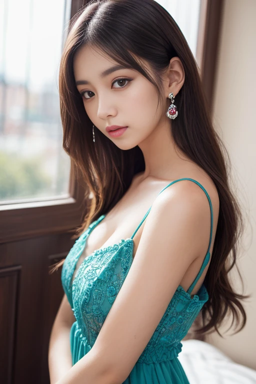 Beautiful urban college girl、masterpiece、light makeup、Red lips、Silver Hair、Disheveled long hair、Background of the cityscape、beautifully、elegant。 Extremely fine detail、masterpiece、Authentic texture、Realism in film lighting、Perfect job、16k、HD 、Exquisite facial features、blue eyes、Japanese Idols、Beautiful Face、Cute smile、brown hair、Beautiful Hair、glamorous、Big Breasts、Big Breasts、Big Breasts、Cleavage,Erect nipples、Greasy muscles、Glowing Skin、Sunburn、Shining Brown Skin、 Wearing a sexy camisole、Viewed from the front、Big and patchy eyes、Smooth skin、Earrings、necklace、Tattoo