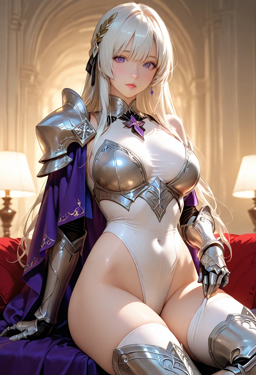 Silver hair, long hair, (((Jeanne d'Arc Alter))) big breasts, lying on the beach in summer, having sex, being raped