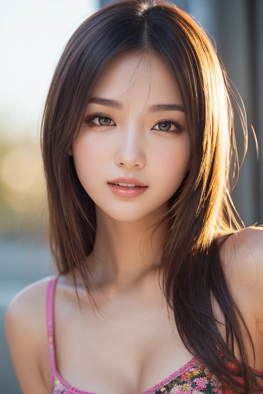 ((work of art)), ((best qualityer)), (ultra detali), Realistic, Real, a beautiful young Japanese woman , glamorous figure ,dynamic angle, full body shot shot, citys, citys, Thu, A beautiful girl, 1 girl, standing alone, shoulder to shoulder knit ,mini-skirt, ((gorgeous eyes)), long hair, large breasted, A big smile, hyper cute face, Glossy lips, Double eyelids in both eyes, Make-up natural, long hair bob castanho claro liso e brilhante, asymmetrical bangs, a tanned skin, center image, high resolution, high détail, detailed hairstyle, face detailed, spectacular cinematic lighting, octane rendering, Vibrant, hyper Realistic, perfect limbs, Perfect Anatomia