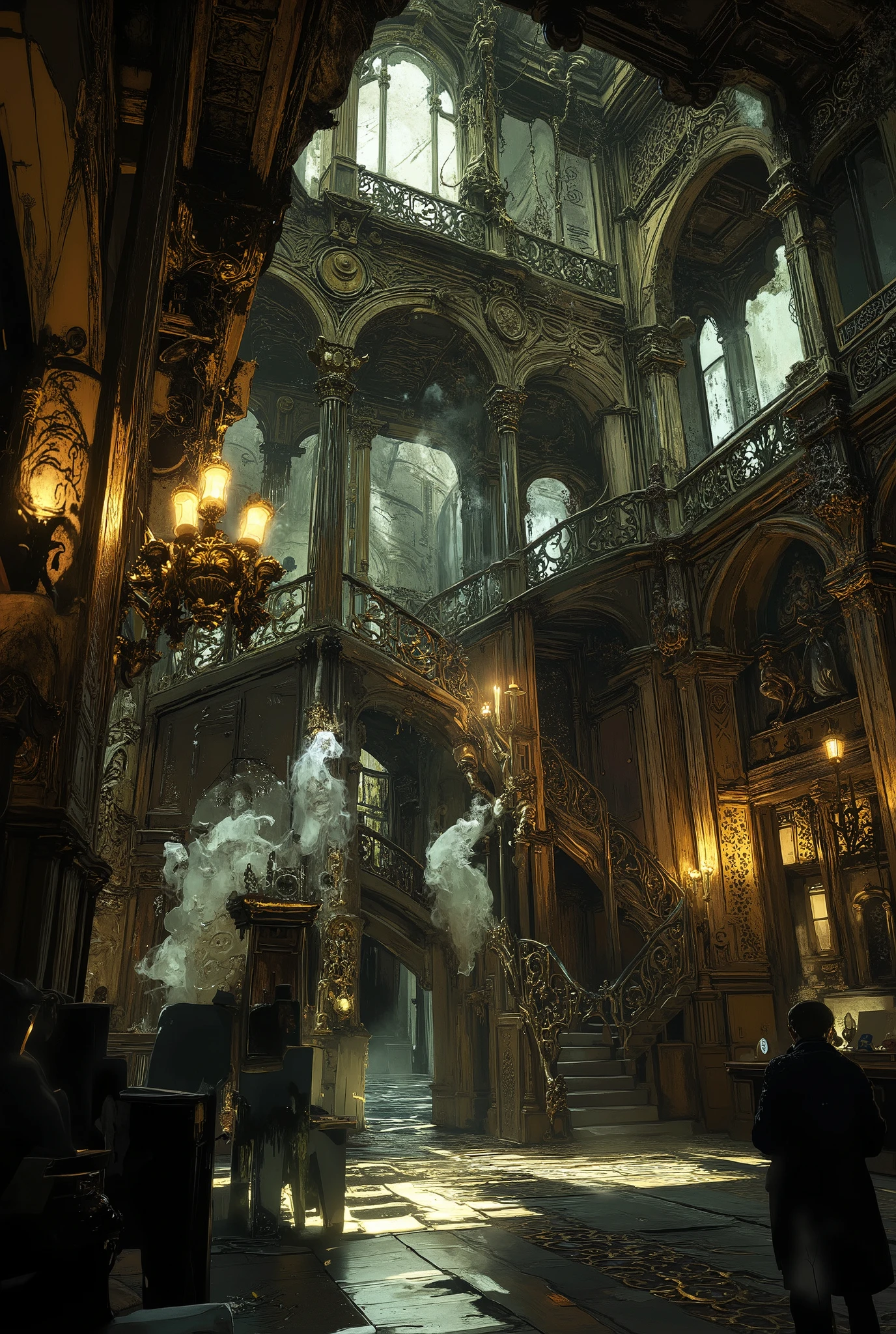luxury castle interior, haunted