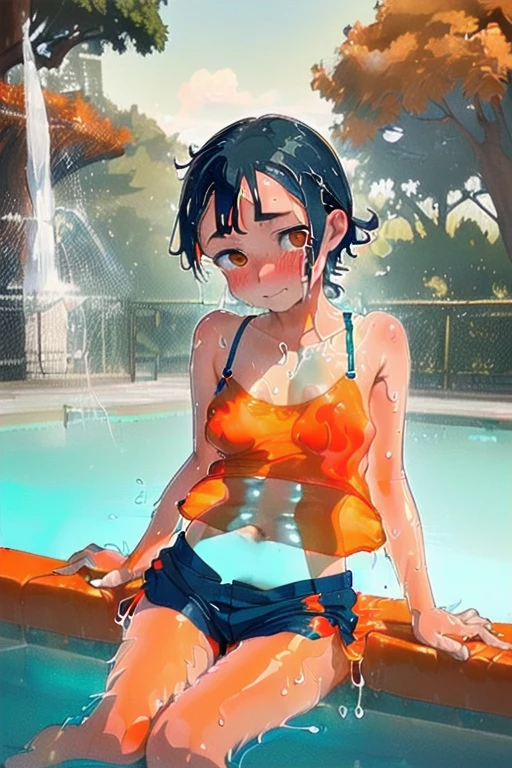(((Piledriver, inserting a super thick vibrator into the anus, small breasts, inserting one's thumb and forefinger into the butthole and spreading it from side to side, squeezing the breasts strongly))), {{{Best quality} }}, {{Very detailed}}, {Illustration}, {{Very delicate and beautiful}}, ((Public pool (entrance))))), White dress, straw hat, hands Pool diaper change in plastic bag Set, Girl (5 years old, barefoot), Round face, Girl, (Toddler: 1.25), (Baby face: 1.2), Short limbs, Smile, Small breasts, Girl, (((NSFW))), On the floor of the pool entrance A girl sits down, a vibrator grows from the floor, and she masturbates violently with the vibrator growing from the floor.