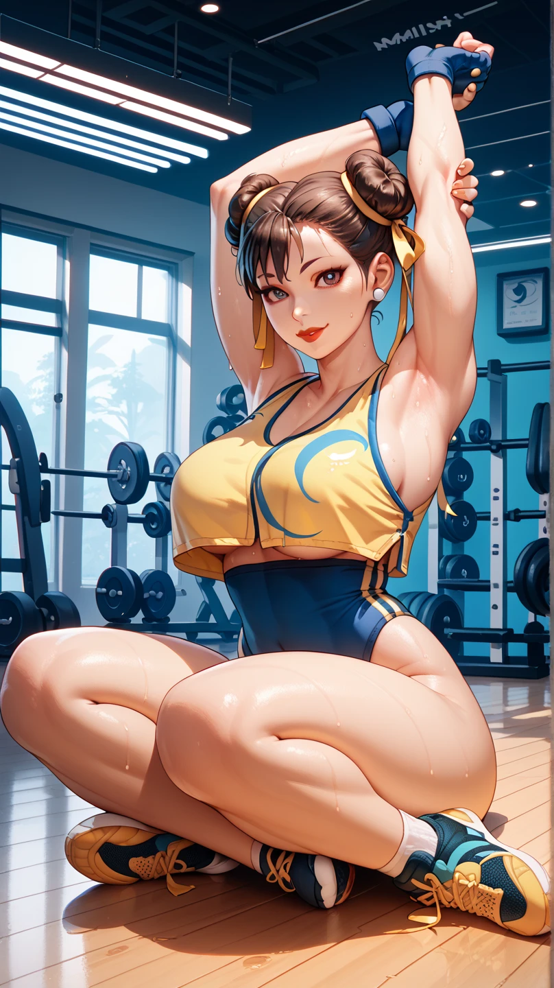 (2girls), 8K,Ultra-detailed,Hyper photorealism,best masterpiece,nature,perfect work of art,perfect female body),two cute girls,Standing in the gym wearing a micro bikini,Female fitness trainer,Stylish hairstyle,Elegant and sexy weightlifter,sexy exposed forehead girl,Put on sexy vacuum fitness beauty,Built-in thong,big cleavage,Stretch the meat,Improve sex appeal,It's a violent house,Full body shots