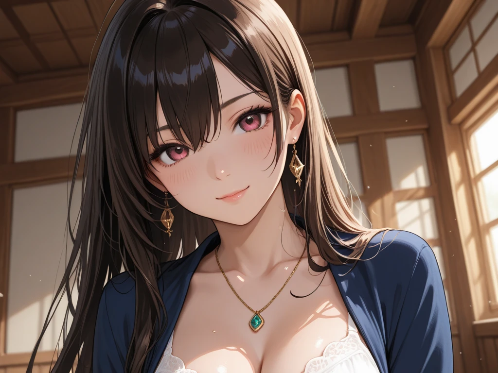 (8K、top-quality、​masterpiece:1.2)、(realisitic、ultra-detailliert、超A high resolution、1 girl、see the beholder、beautifull detailed face、A smile、Constriction、(Slim waist) :1.3)、Autumn clothes、Beautiful detailed skin、Skin Texture、Floating hair、Professional Lighting、Osaka、Black-rimmed square glasses、Whole human body、Brown hair