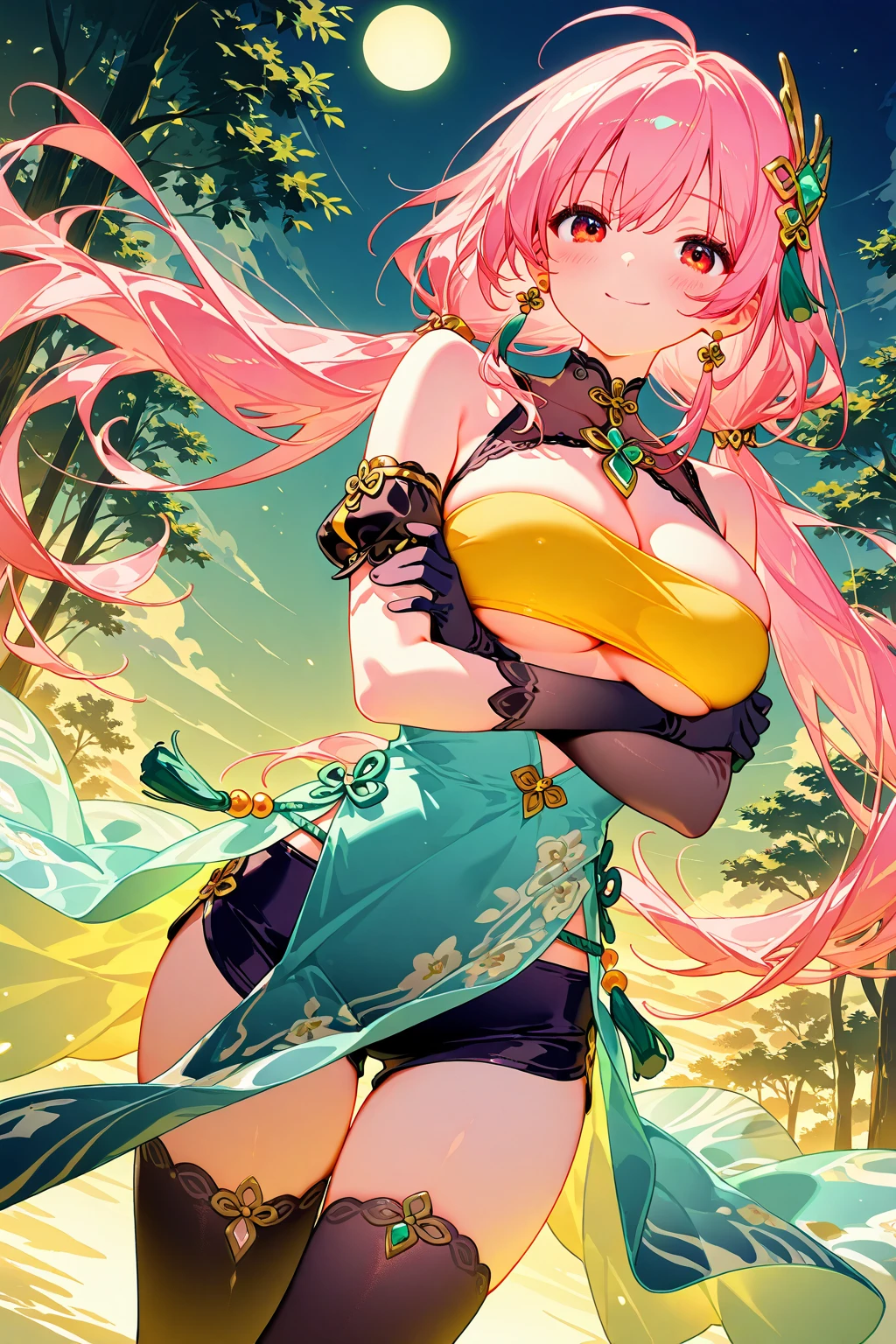 ((Finest quality)),(超A high resolution),(Ultra-detailed細),(Meticulous portrayal),((the most picturesque works of art),Ultra-Precision Art,The art of astounding depiction,Fantasyart:1.5, ((((Beautiful flowers々:1.5))), ((Body eroded by flowers:1.3)),Glamorous body:1.3,fancy background effects、​masterpiece、Fancy details、(NSFW 1.1), ((1girl in)), ((masutepiece)), ((Highly detailed:1.3)), In crystal clear water,beautiful woman entering the lake, ((long yellow hair)), Wet hair, Wearing a light transparent dress, clothed bathing, steam, (Rose petals floating in water:1.3), Early morning light, Ivory Gold AI, windows, Crepscular lighting, 、Lace sheer underwear、very very gigantic boobs、Pink nipples、pink areolae，透けて見えるPink nipples、透明なpink areolae、lace and string shorts.、princess carry,Sexy lingerie with lace and strings,See-through sexy lingerie,Transparent lingerie、translucent  dress、pearlsescent、pearls、Sexy Harness、Sexy garter belt、Sexy Stockings、Well equipped,intimate, rose garden、Multicolored roses、lake with floating roses、Lying down、Open legs、Spread your legs、Open thighs、Immersion in water、Wet body、splash water、gorgeous flower decoration、big flowers、stylish hair、Moon, lantern, Night, Solo, playing in the water, Water, hair flower, flower, Outdoors, skyporn, full Moon, Rain, lantern, wet clothes, skyporn, wet hair (((masutepiece),(the Extremely Detailed CG Unity 8K Wallpapers),Best Quality,Cinematic lighting,Detailed background,Beautiful detailed eyes,Bright pupils, (extremely delicate and beautiful),(Beautiful and detailed eyes description)， Ultra-detailed,masutepiece,)),((Yellow eyes))、