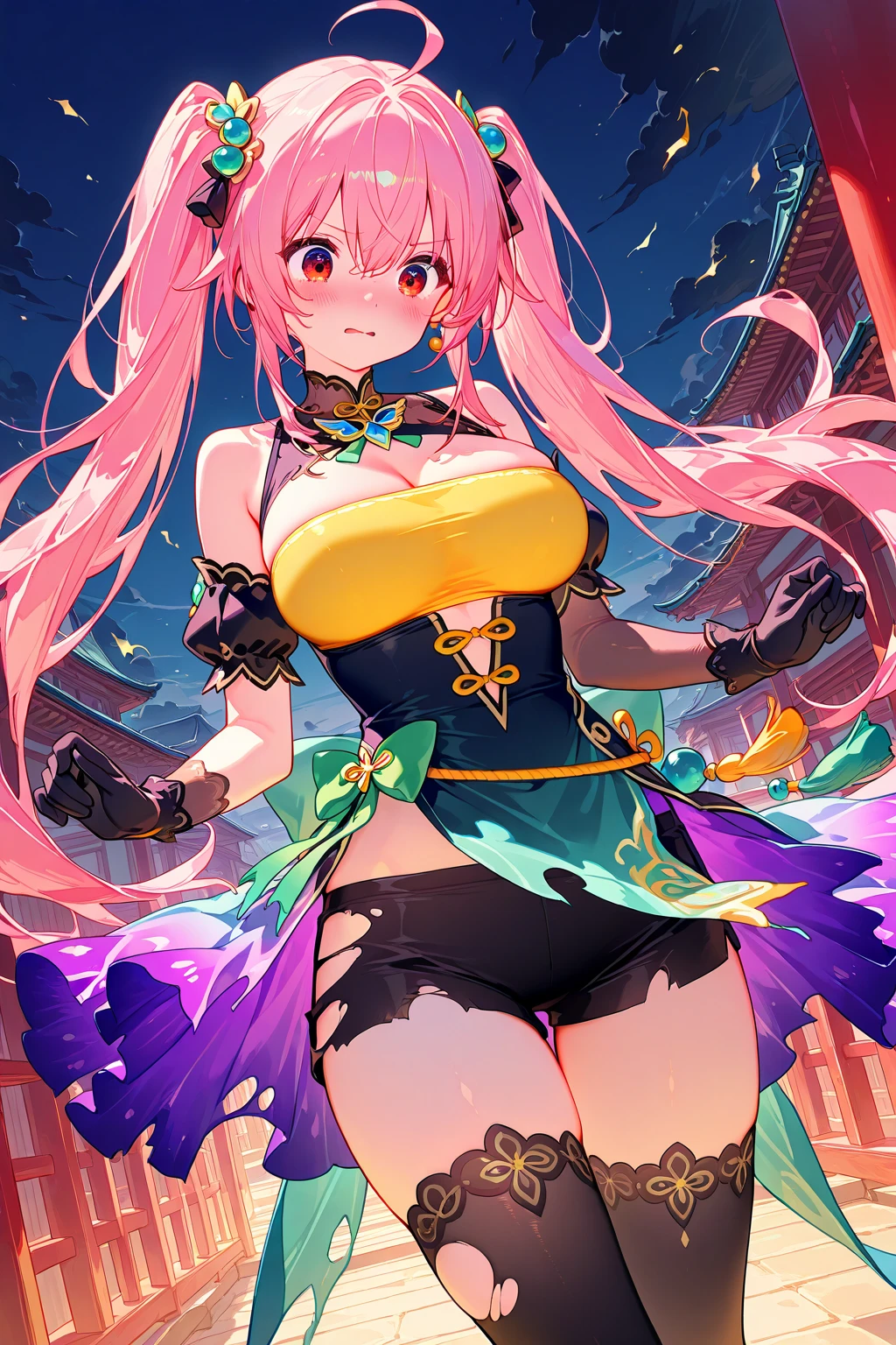 Anime girl with pink hair and green eyes posing for a photo, Haruno sakura, Best anime 4k konachan wallpaper, Enchanting anime girl, I also make fan art, sakura petals around her, Splash Art Anime , Anime Style 4k, Anime Moe Art Style, High quality anime art style, Detailed anime artwork, Anime Wallpaper, Anime Best Girl, big firm bouncing busts