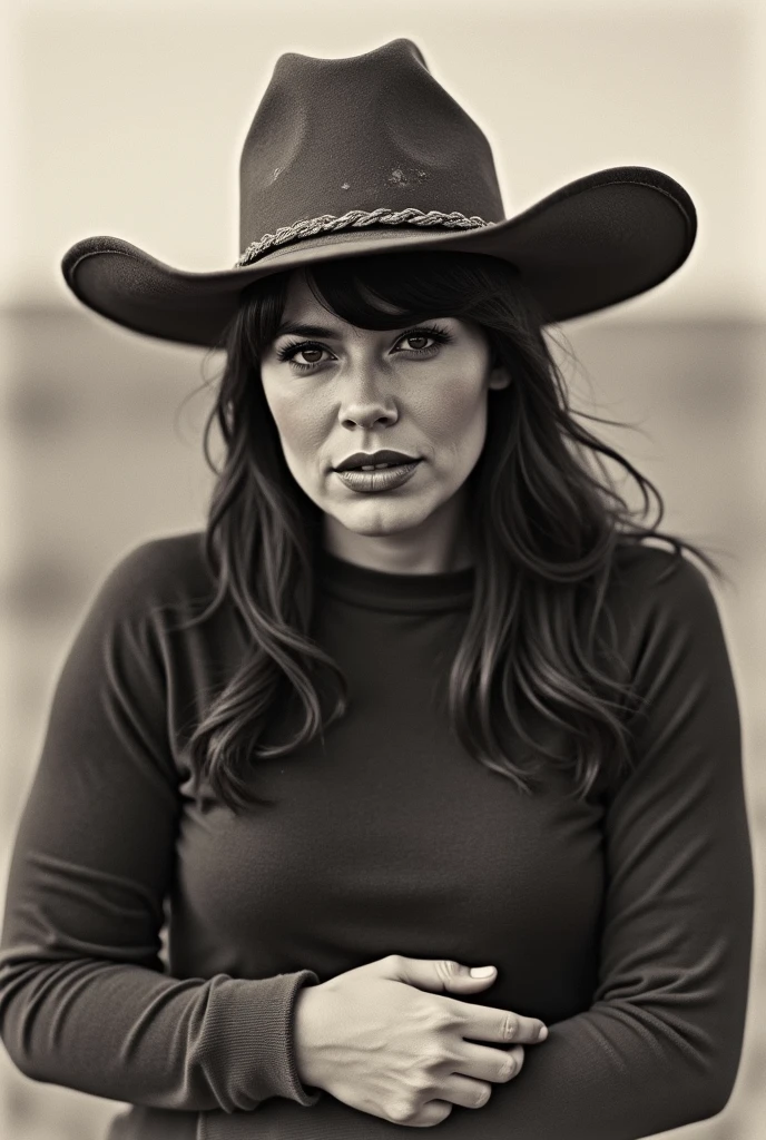 (wetplatecollodion:1.2),
vintage photograph,
a latin woman wearing cowgirl outfit, elegant, elbows out,
silhouette, nature,
selective focus, smears, washed out
<lora:Wet Plate Collodion_SDXLBase-v2:0.85>
<lora:fix_hands:1>