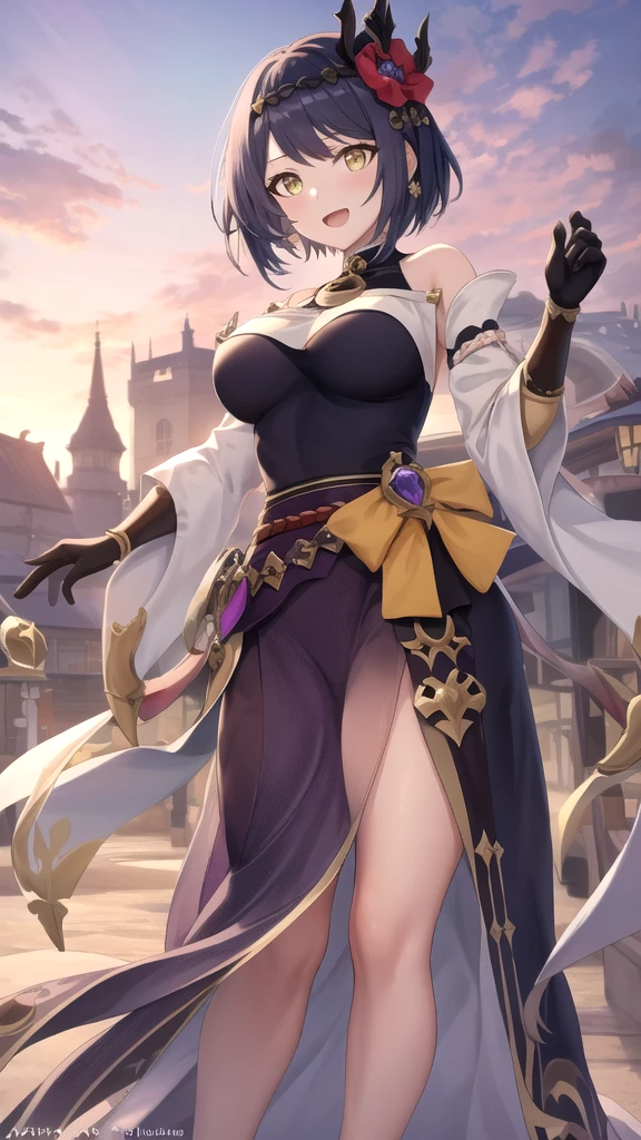 Kujousaradef,alone, masterpiece,huge breast, looking at viewer, detail eyes, (detail face:1.2), standing,  (front view), looking at viewer, smile, perfect breast, indoors, night