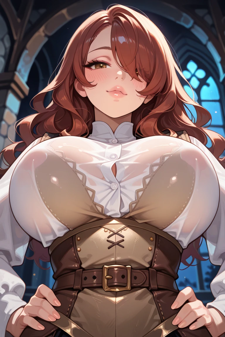 NSFW,(Very delicate,highest quality、8k),(1 man and 1 milf are having sex),lure,blush,brown Haired woman,Pointy, perky beautiful breasts,Puffy nipples,Speech bubble,Love Hold