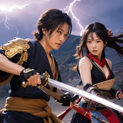 A handsome young wizard fights alongside the female warrior Leah,The two cooperated well,The magic light flickered。