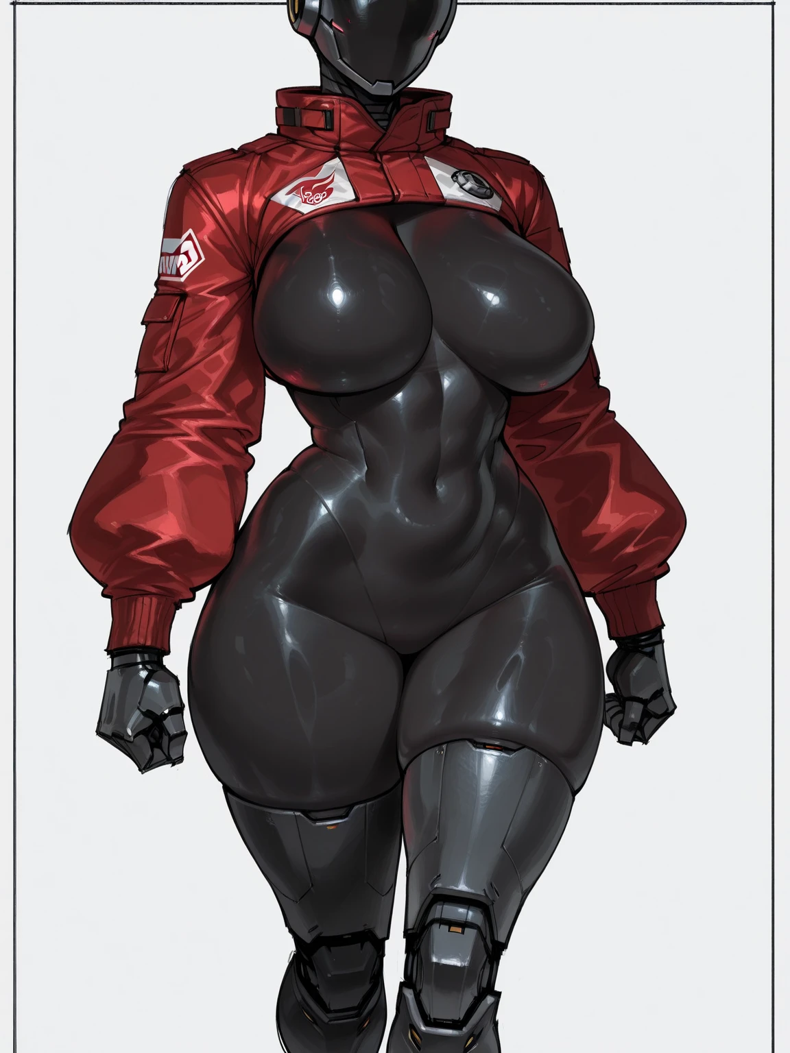 extremely short hair perfect anatomy 1 girl tall solo ((curvy)) ((catsuit)) nice body ((black gloves)) ((scarf)) ((mask)) ((armor)) ((nsfw)) ((huge tits))