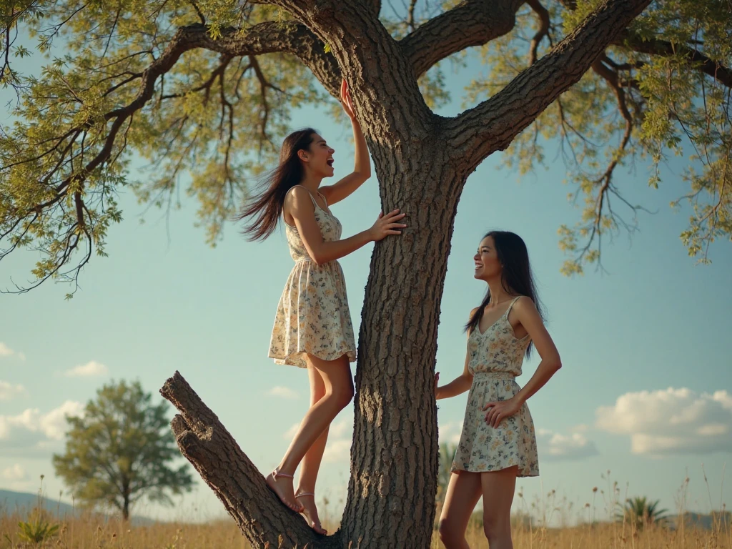 Girl sitting in tree 