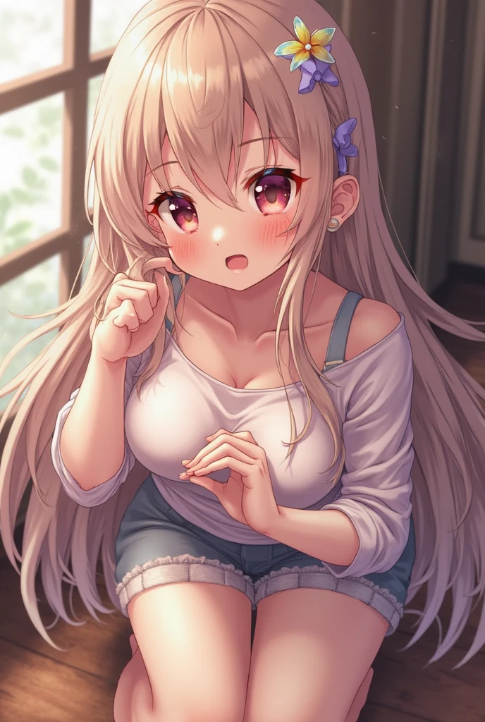 Very detailed、(8k, RAW Photos, highest quality, masterpiece:1.2), (Very detailed 8k wallpaper),shape、Professional Lighting,Sharp focus, Written boundary depth、
Browsing Caution、Clear Eyes、Perfect Anatomy、With a girl、blonde、、、15 years old、Chibi T-shirt、Micro Mini Skirt、、(blush:1.5),、,、,、imminent kiss,Her plump thighs are in full view、(Close up on face:1.2)、From above、White lace panties