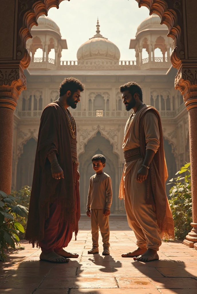 there are two Indian royal fantasy traditional children that are riding on a horse, the horse and his boy, royal portrait, high quality portrait, royal portrait painting, detailed portrait, portait photo profile picture, photoshopped, photoshoped, next gen, highly detailed photo portrait, digital art. photo realistic, portrait photoreal, medieval times, colorized background, photo manipulation, emir, cute boys