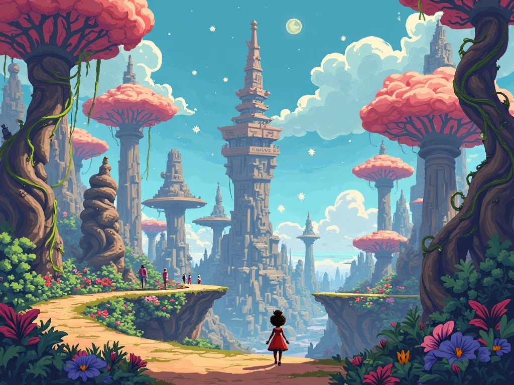 Create a 2D pixel art scene inspired by classic Super Mario Bros ...