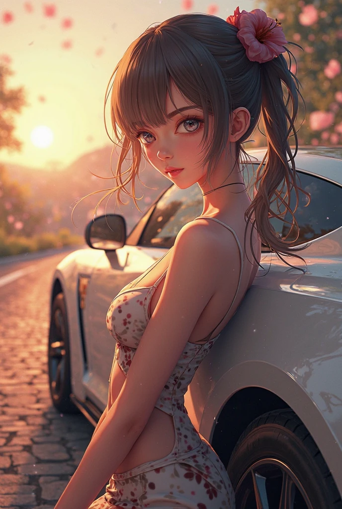 1 girl, realistic, peeing at side of road, squatting next to open car door, pee dripping down bare , detailed face, beautiful eyes, detailed lips, long eyelashes, emotional expression, photorealistic, hyper detailed, 8k, masterpiece, cinematic lighting, dramatic shadows, vivid colors, natural environment, road, countryside, sunny day, (best quality,4k,8k,highres,masterpiece:1.2),ultra-detailed,(realistic,photorealistic,photo-realistic:1.37)