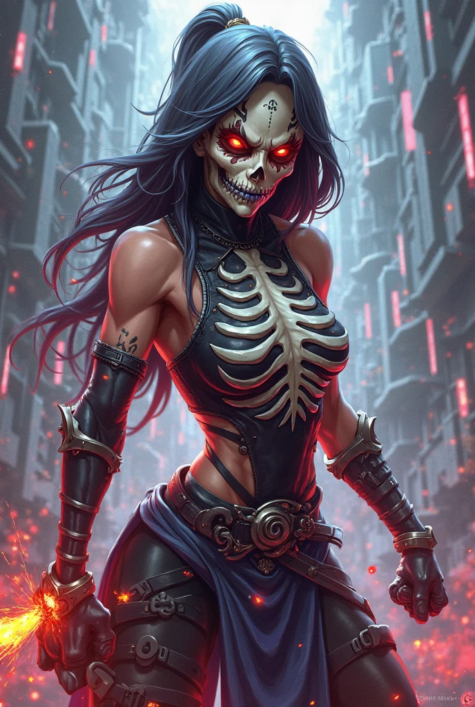 90's Anime, Dark Horror, Quality_masterpiece, Absurd res, score_9, score_8_up, (DARK masterpiece), source_Anime, ultra high quality, ultra detailed, (scarecrow:1.1), topper, dark face, glowing eyes, dark night, wearing DRUID RAGS, round breasts, depiction of a SCARECROW in a large creepy wheat field, green creepy fog, pathway, serrated teeth, wicked, dark, shredded traps, creepy, horrifying, darkness, volumetric lighting, dramatic lighting, bokeh, depth of field, detailed background, mad look, demonic, dark arts, hkhorror, demonic, Bondage, aburdres, (((heavy fog))), cowboy shot, (low angle, from bellow), ((looking down to the viewer)), wide open arms pose, ((multiple arms)),