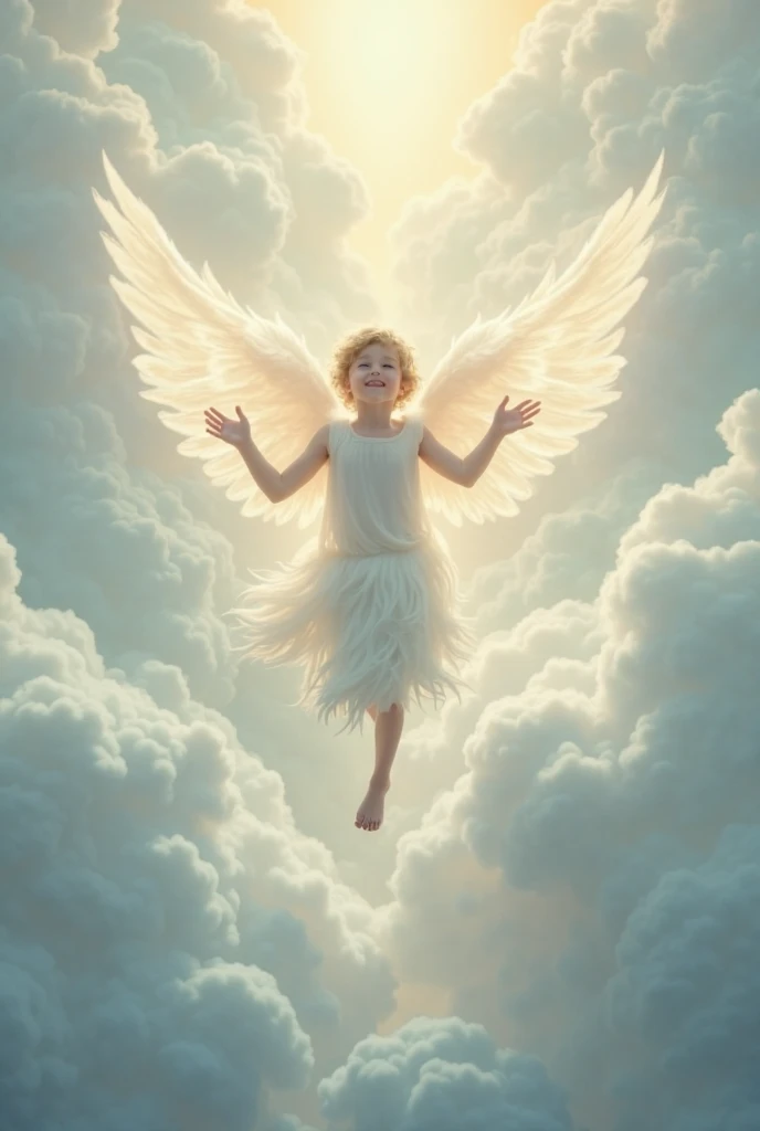 (((Watercolor style touch))),Ascension,The soul of an ascending baby,Triumph of the Soul,god々A baby surrounded by bright light,god秘的,A calm and peaceful atmosphere,Milky mist on the entire screen.