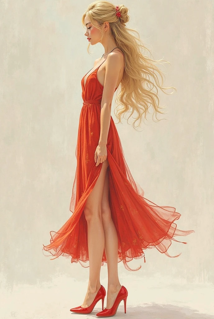 A woman in a red dress poses with a veil, draped in flowing fabrics, beautiful flowing fabrics, flowing fabrics, golden and red silk flowing fabrics, black silk flowing in the wind, long flowing fabrics, inspired by Richard Arvidon, transparent translucent fabrics, endless flowing ethereal drapery, flowing dresses, black and red silk clothing, inspired by Burt Stern, draped in silk