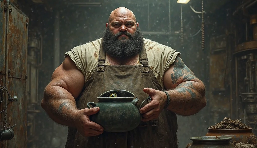 Dwarf boy in bathroom