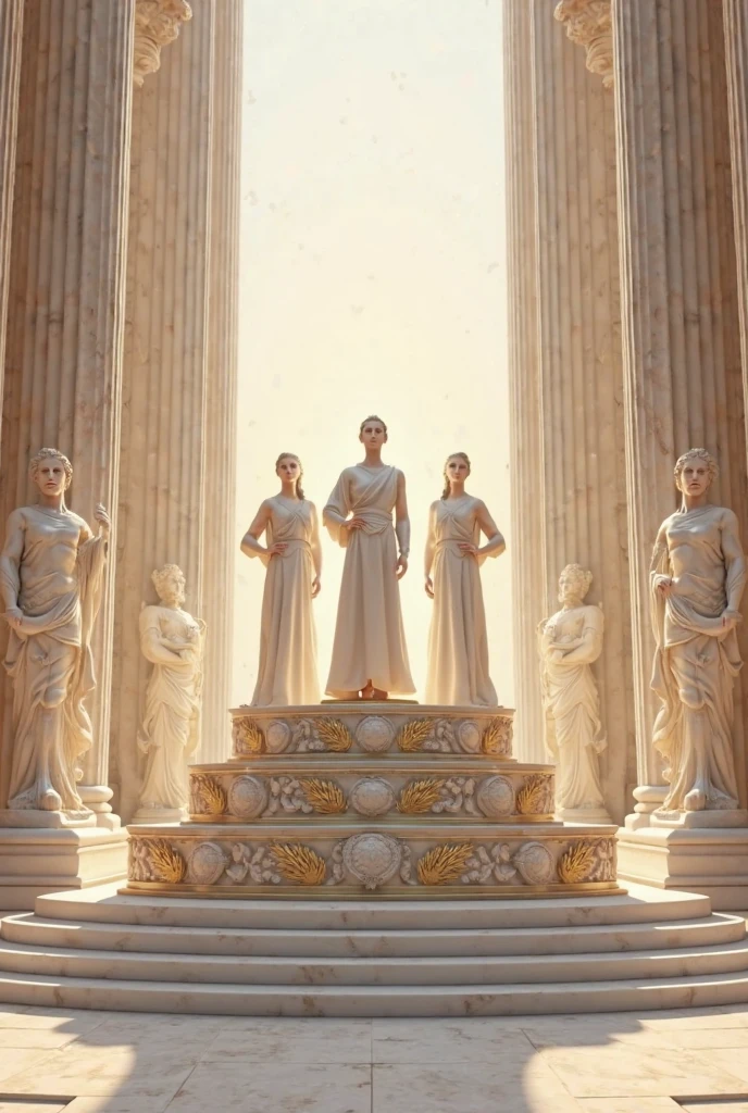A white marble statue of a woman wearing Athenian clothing