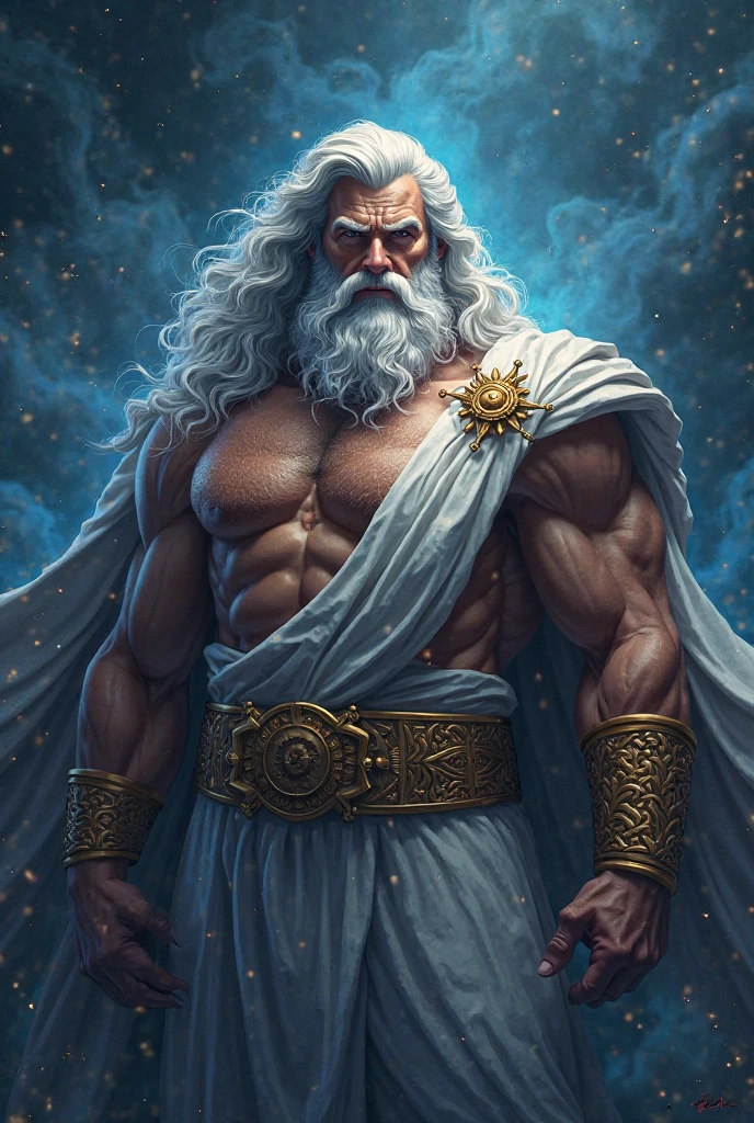 painted portrait of rugged zeus, god of thunder, greek god, on Mount Olympus, white hair, full body, mature, handsome, fantasy, intricate, elegant, highly detailed, digital painting, artstation, concept art, smooth, sharp focus, illustration, art by gaston bussiere and alphonse mucha
