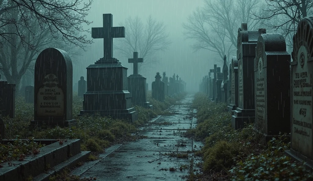 busty ager, sad, depressed, distressed, crying in the rain at night in a cemetery looking at a grave, scantily clad, attractive teen, Strong wind, cloudy day,