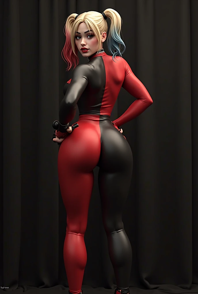white bimbo, thigh high platform boots, latex, hoop earrings, bimbo, slutty, perfect fake boobs, tattoos, makeup, choker, elastigirl, the incredibles, short red hair, bob hairstyle, showing ass, full body view
