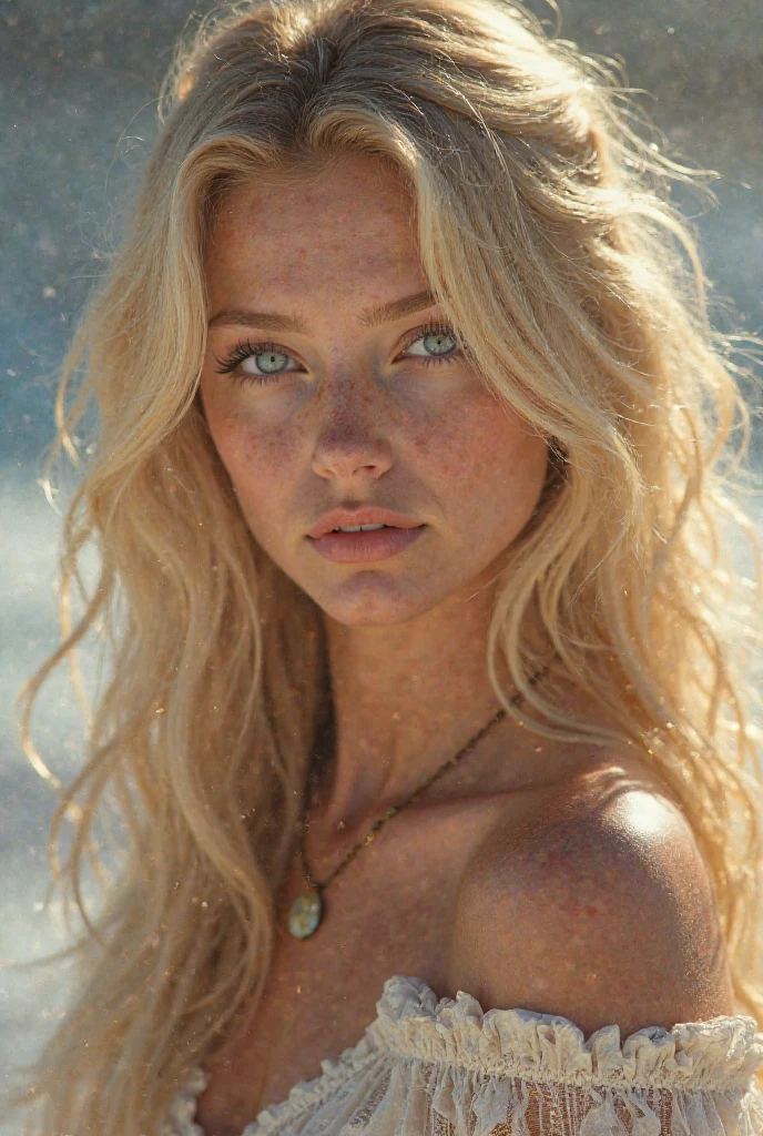 ((masterpiece, highest quality, Highest image quality, High resolution, photorealistic, Raw photo, 8K, detailed, realism, realistic, detailed face, details, entire body)) european girl, blonde girl, naked, adorable, cute, kawai, slender, natural lips,, at the beach, tiny breast, small ass, dramatic lighting, in the sea, vagina, hairy pussy