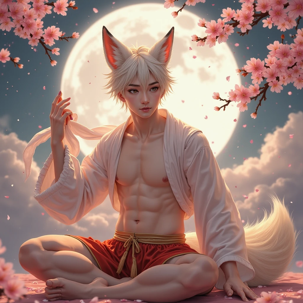 Kitsune muscle boy with a yukata