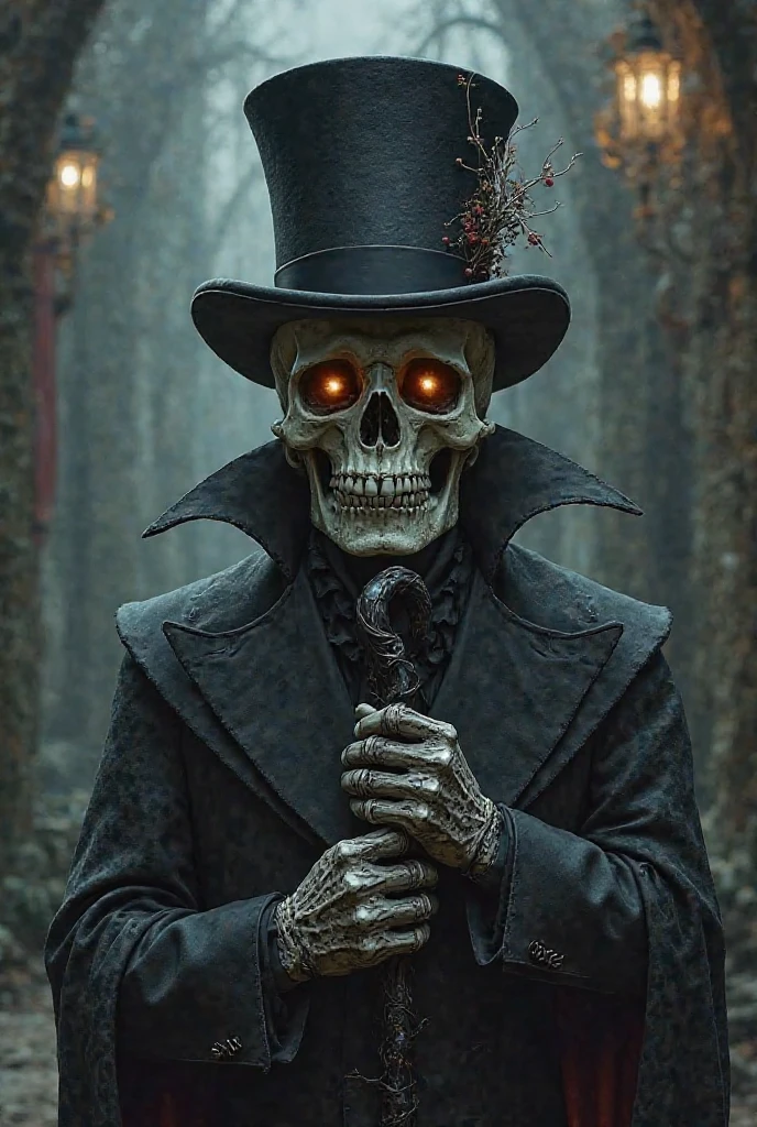 Dark cinematic photo of (scary skeleton baron samedi:1.2), lwa of the dead, Haitian voodoo, evil smile, sitting in a big grave, in a cemetery at night, fog, (black velvet hat:1.3), purple ((tartan suit)), sculpted cane, perfect hands, Carnival style, disastrous greenish lighting, (discreet lighting:1.2), (darkness:1.6),
in a zdyna_pose, dutch angle, from below, low camera angle actions scene, foreshortening,
Dark, chiaroscuro, (low-key:1.2) carnival portrait