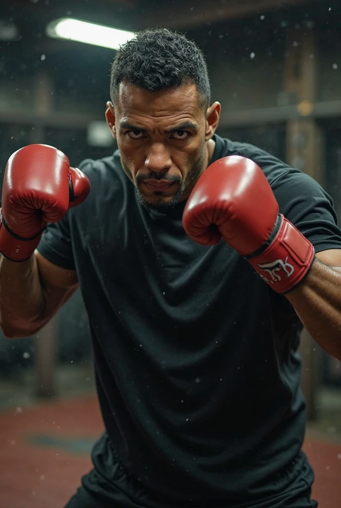 A muscular anthropomorphic bull wearing red boxing gloves and green shorts is punching a black punching bag labeled REVENGE in white letters. The scene takes place in a gym with brick walls and industrial lighting. The image is part of a video, with playback controls visible at the bottom.
