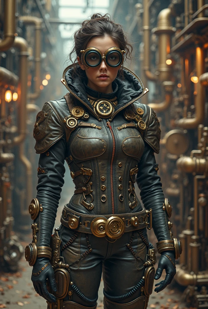 The queen of the mole people, a blue-skinned and gorgeous woman with mesmerizing doe eyes, has just driven her enormous and terrifying drilling machine into the lab, causing the floor to erupt. She is wearing a digger suit, which she now starts to take off. The steam punk-inspired scene is filled with intricate details, showcasing the blending of retro-futuristic elements and Victorian aesthetics.
The drilling machine, covered in gears and pipes, exudes an aura of power and mechanical complexity. It emits plumes of steam and releases bursts of sparks as it pierces through the ground, leaving a trail of destruction in its wake. The machine's exterior is encrusted with rivets and adorned with elaborate engravings, reflecting the artistry of its construction.
Surrounding the scene, the lab is a chaotic mess. Shattered glass and debris litter the floor, revealing hidden tunnels and secret passages leading to the mole people's underground kingdom. The walls are adorned with vintage scientific apparatus and steampunk-inspired machinery, with flickering gas lamps casting a dim but warm glow across the room.
As the queen emerges from the machine, her blue skin glows with an ethereal radiance. Her eyes, captivating and full of depth, seem to hold a sense of mystery. Her lush, curled lashes frame her eyes, accentuating their beauty. The queen's dark, flowing hair cascades down her back, partially covering her backless corset and intricate leather attire.
In the background, a group of mole people, with their pale and grubby skin, are gathered around in awe and reverence at their queen's entrance. They wear tattered clothing adorned with gears, goggles, and other steam punk accessories. Some wield primitive but intriguing underground weapons, ready to defend their queen and their homeland.
The color palette of the scene reflects the steampunk aesthetic - a combination of warm earthy tones, brass tones, and deep blues. The lighting, characterized by the flickering gas lamps