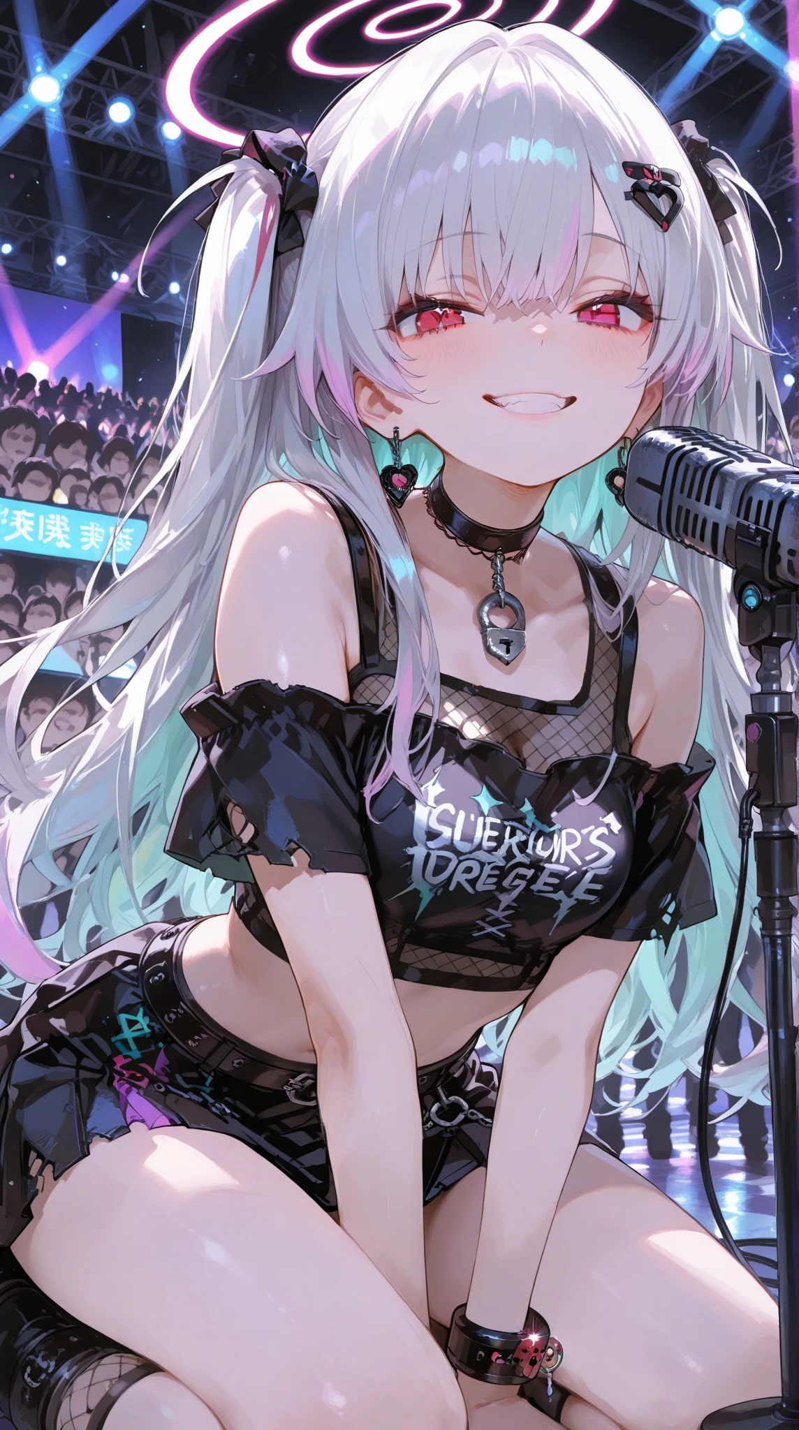 exceptional ,best quality, no bast, (((naked perfect pussy))), (((nude))), ((little child)), low height, (((nine years old girl))), (age down), face, (((smile little beautiful girl))), ((naked pussy and flat chest)), (((her right hand have a mike))), ((crying face)), (((open leg and singing on live stage))), (((surrounded and watched by many people))), cute eyes, (), (white_hairband), long hair, low ponytail, Flat, , full shot, eula (genshin impact)