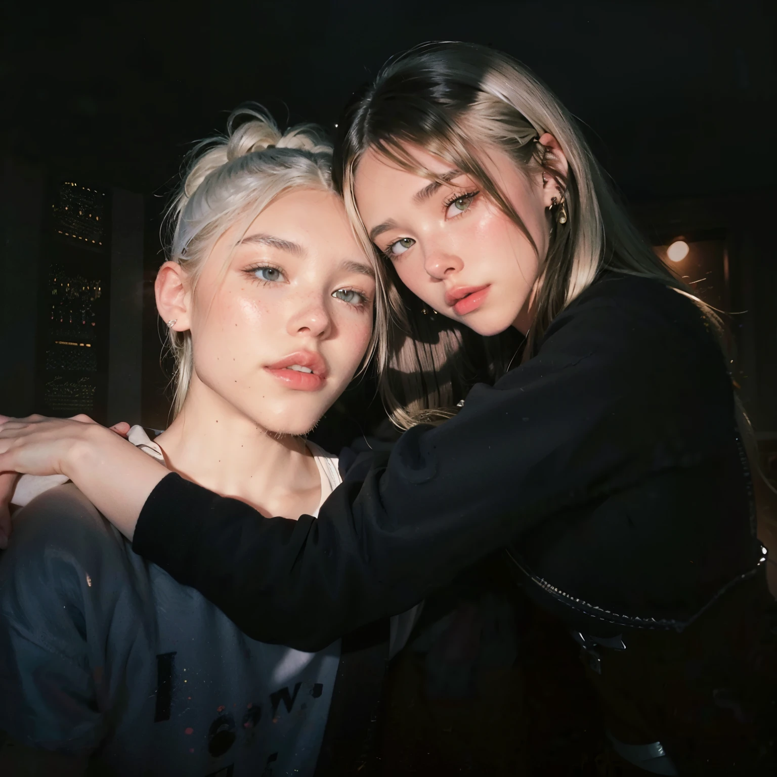 blonde woman with long hair and piercings posing for a photo., with white hair largo, with white hair largo, Perfect white haired girl, ava max, tifa lockhart with white hair, pale porcelain white skin, real-life anime girl,  with white hair,  Extremely light blond hair, very light blond hair, long-haired blonde ,  His hair is white