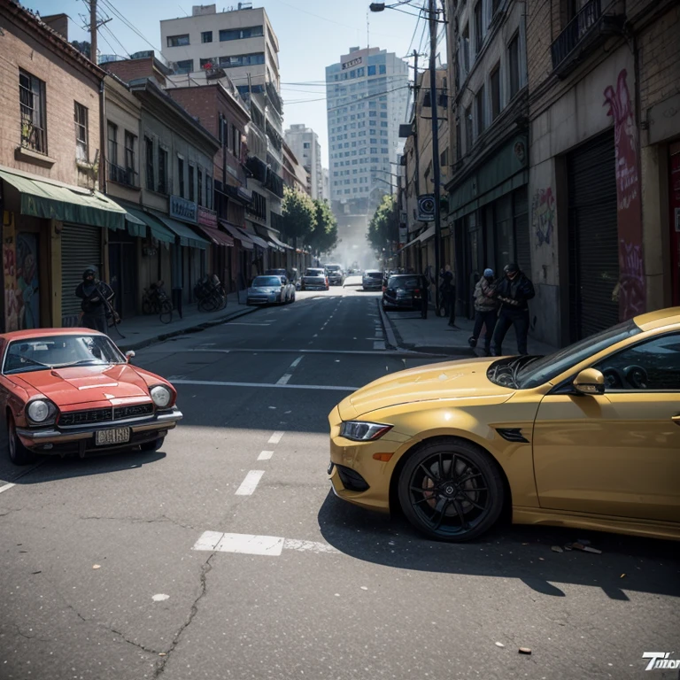Los Santos street battle！graffiti and bullet marks、A wad of stolen money falls... creates a GTA-style gang battle