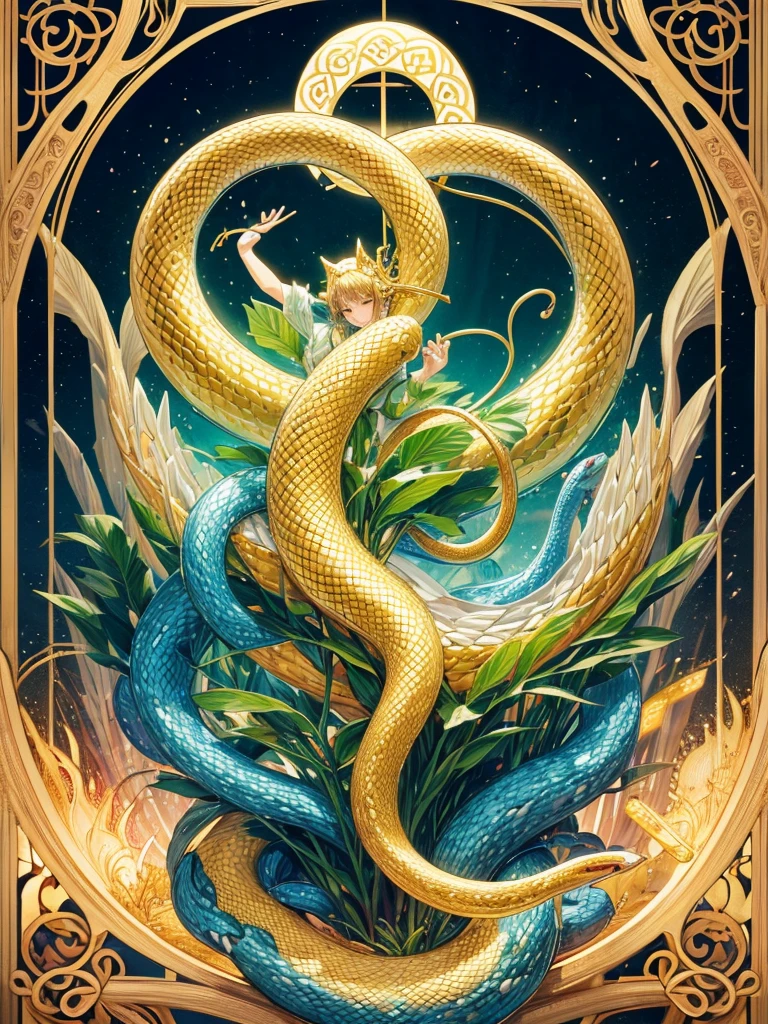 ((best quality)), ((masterpiece)), (detailed), Quetzalcoatl, snake with wings, small pale blue, serpent body, 1 snake, single snake body