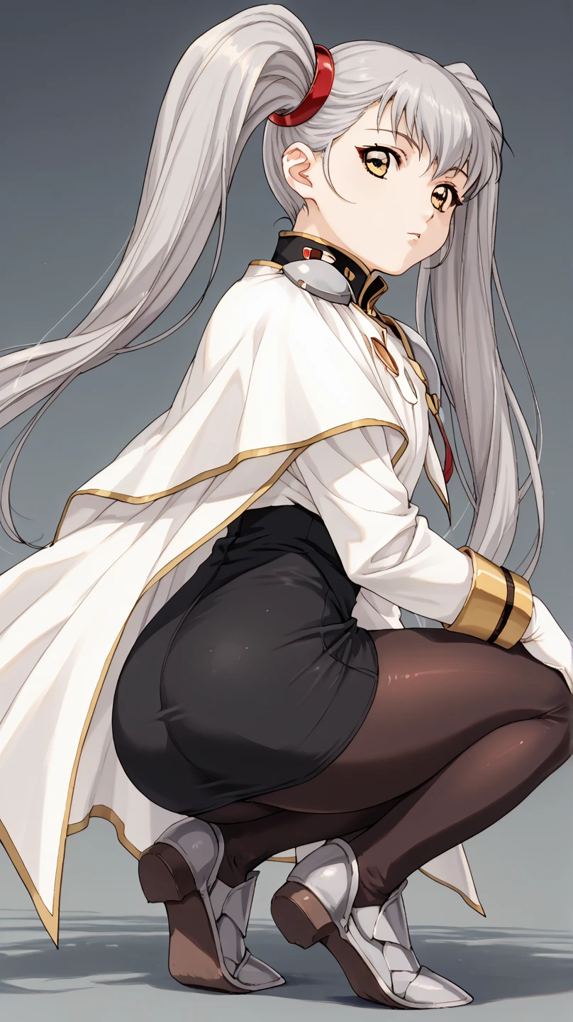 1girl, (angry), white hair, ((hourglass figure)), ((black tights)), (black pantyhose), (from below), looking at viewer, ((thick thighs)), ((pussy)), (nipples)
