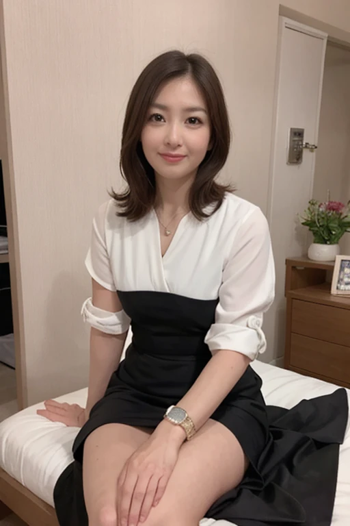 Highest quality, Realistic, Very detailed, finely, High resolution, 8k wallpaper, Beautiful woman,, Light brown ponytail hair, stewardess, Perfect dynamic composition, finelyて美しい目,  Realistic , smile,  Model body type、Earrings,garnet necklace,(Wearing a watch 1),Beautiful feet,Sitting in an airplane seat、talk、Chatting,Full Body Shot:1.3,Smile and laugh,