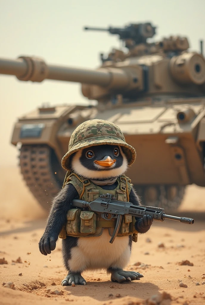 Calimero avec des coquille brisée sur la tete dans un tank en train de fumer une cigarette dans un monde post apocalyptique avec le numéro 306 écrit sur le tank