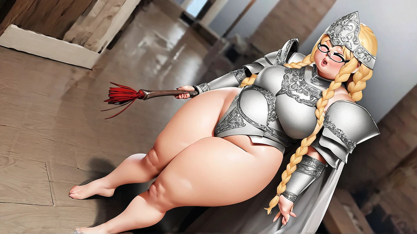 (intricately detailed, highest quality, High resolution, highly detailed skin:1.4), (motherly smile:1.1), bed, m4rytbl, (chubby woman:1.3), blue eyes,lips,Thigh, (Long blond hair slicked back:1.1),white panties
