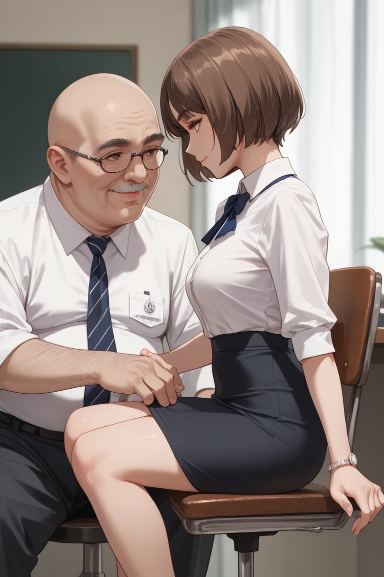 {Perfect Anatomy},((Beautiful Face:1.5)),((During pregnancy: 0.8)), ((Pregnant: 0.8)), (((1 old man and 1 woman,have sex:1.5),Hug me from behind,Chest Grab:1.2)),(clothed sex:1.8)(Ahegao, blush, Sweat, Open your mouth, Roll your eyes, tears, Sticking out tongue,)(Lips parted),(close your eyes),(Weak),View your viewers,(masterpiece, highest quality:1.4), (Very detailed:1.2), {shape,Picturesque}, {Studio Light, Picturesque}, [Best Shadow],
(KonishiCSA)_(ShizumaCSA)_(HoshiakariCSA), (Alpha CDE)_(Gamma CDE),
break
(Perfect Anatomy), (Symmetrical eyes, Very detailed eyes, Beautiful Eyes), (Sharp eyeliner, Very detailed face, Beautiful Face), (gray eyes),
break
nice hands, Perfect hands, Guido Daniele,
break
1girl, alone,
break
TeruzukiKC, (Teruzuki) uniform, ((black) hachimaki), ((propeller) hair ornaments), (black) Sailor collar, (yellow) neckerchief, ((colorful) gloves, (white) gloves, (black) gloves:1.25), (black) Pleated skirt, ((white) Knee-length:1.3), (Short sleeve) serafuku, (gray) corset, mini skirt, (white and black) gloves,
break (indoor, office, living room),
break
