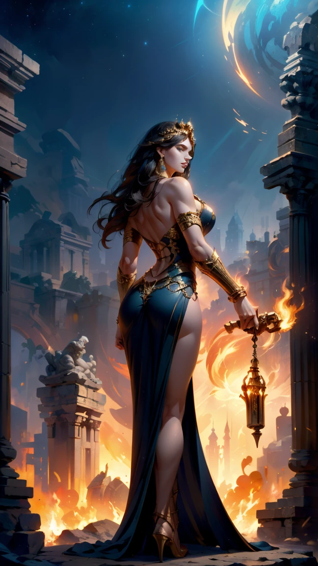 (masterpiece, (human development report:1.5), Beautiful and beautiful:1.2),Depicting the goddess of war,She is a great giant,she is a lovely princess,Also a powerful warrior,flame,lightning in sky,mountaintop foothills,mountains in the distance,(theelementoffire:1.4),现实的flame,由theelementoffire组成,Highly realistic,correct anatomy,full-body shot,convex,cute big breasts,violent house,,Plum,longing unsatisfied,only genitalia, camel toe,Sexy gesture,,Sex huge breasts cleavage, onlyfoot,Sexy gesture,(wear:Transparent fireproof armor,only ,)1 female,30 years old,married woman,熟妇, solo,美丽delicate eyes,(Zentangle,mandala,tangled,entangled),Divine light,gold foil,gold foil艺术,Deep background,marvelous and unbelievable,epic work,(intricate details,Ultra-detailed:1.2),Super real photos, scary, epic reality, faded, ((neutral color)),(pastel colors:1.2), Detailed face, delicate eyes,surreal, + lens + dynamic composition, Extremely detailed, sharpen, Normal, warm light, Light effect, dramatic light, (intricate details:1.1), complex background, (greg rutkovsky:0.8),
