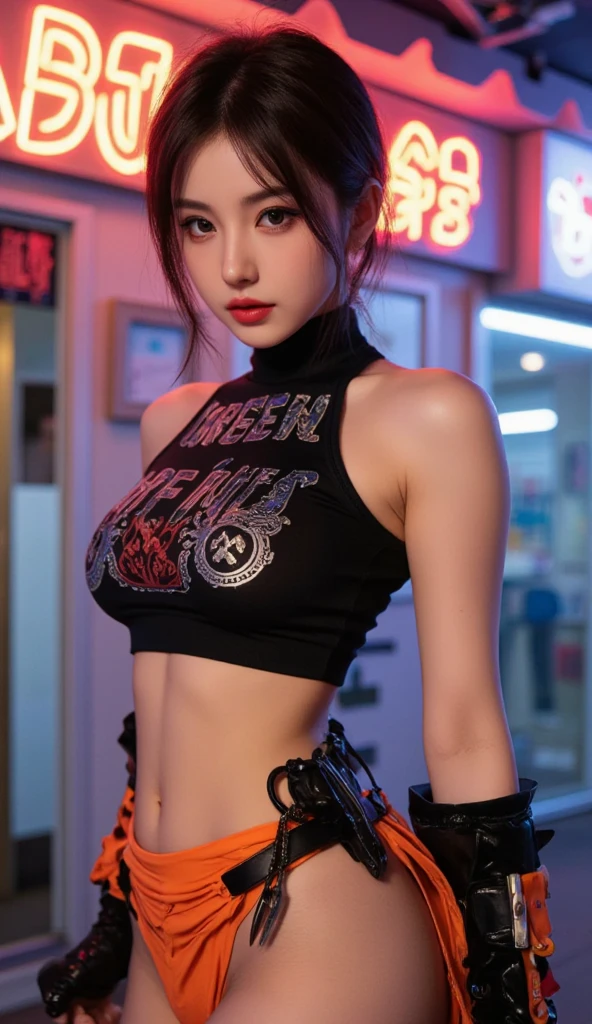 high resolution, 1 girl, chest, shortcuts in Kunai, sexy glamorous,pop colored clothes